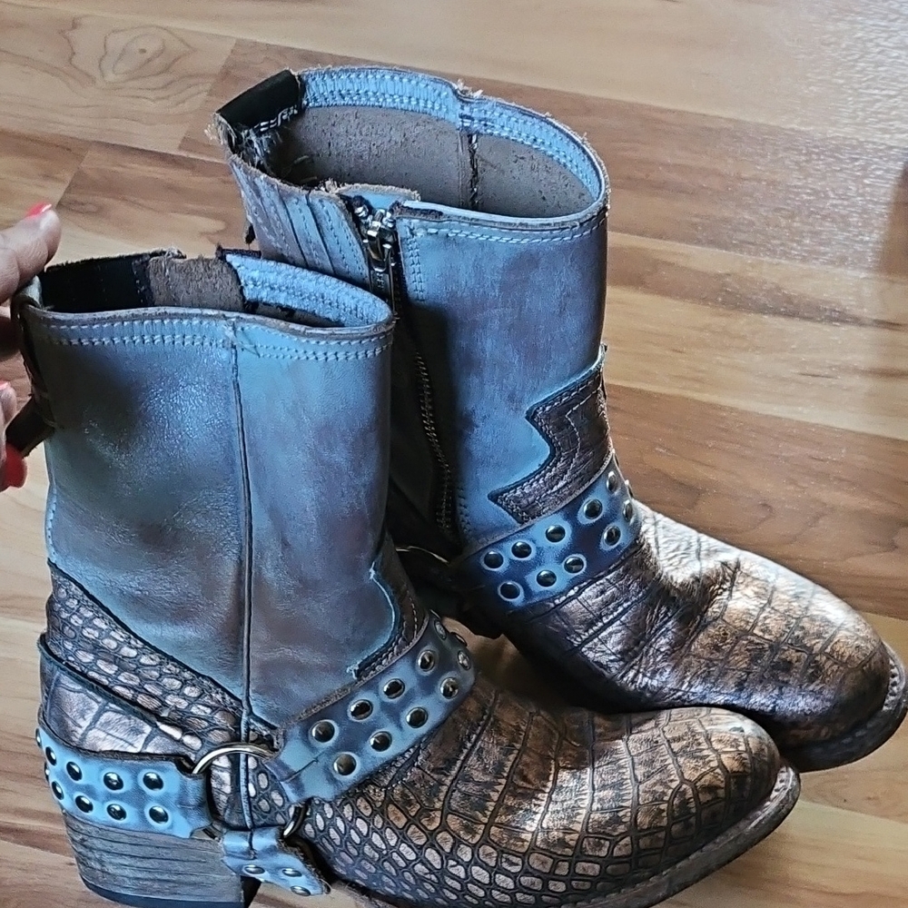 Freebird by Steven Blue and Brown Combat Boots